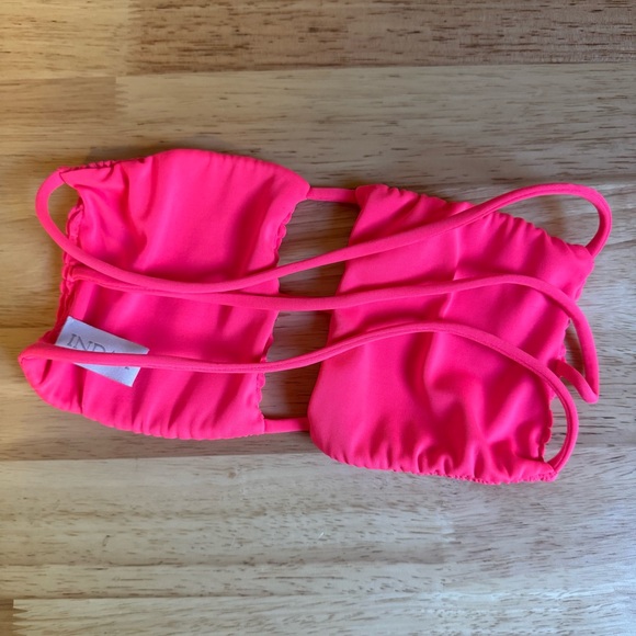 Indah Neon Pink Ruched Strapless Bandeau Bikini Top - Picture 3 of 5